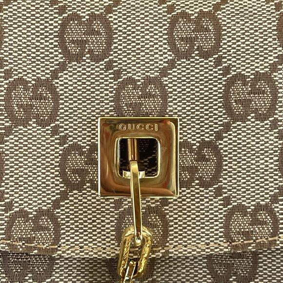 Gucci GG Canvas Tan Tiger Charm Jackie Gold Chain Shoulder Bag Tom Ford Era - Picture 4 of 16